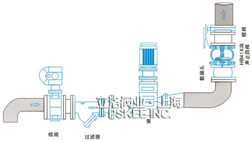 法兰消声止回阀安装示意图