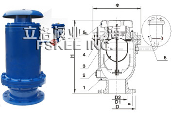 三级缓闭防水锤型空气阀结构图