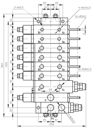 DPC26A/7-Y-Y型下车多路阀尺寸图2