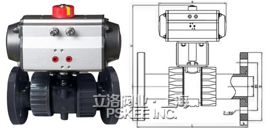 气动塑料法兰球阀尺寸图