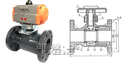 气动塑料法兰球阀尺寸图