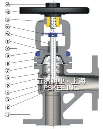 直角式波纹管截止阀结构图