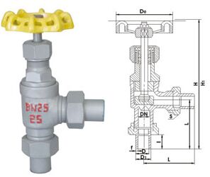 氨用角式截止阀尺寸图2