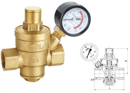 黄铜活塞式减压阀带表