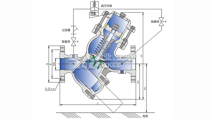 过滤活塞式可调减压阀产品结构图