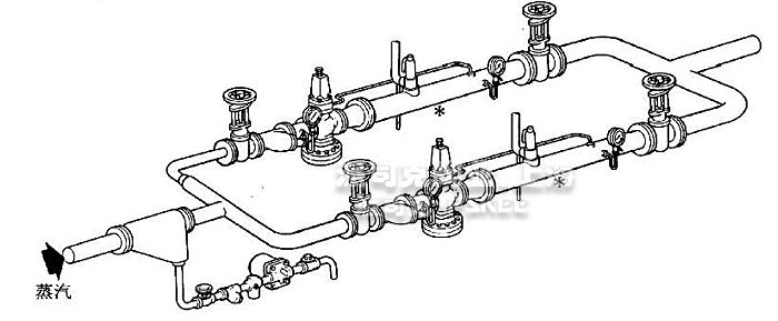 25P斯派莎克蒸汽减压阀并联安装示意图