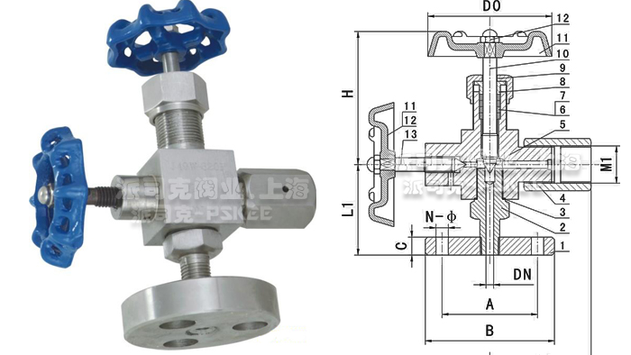 J49W压力表截止阀尺寸图