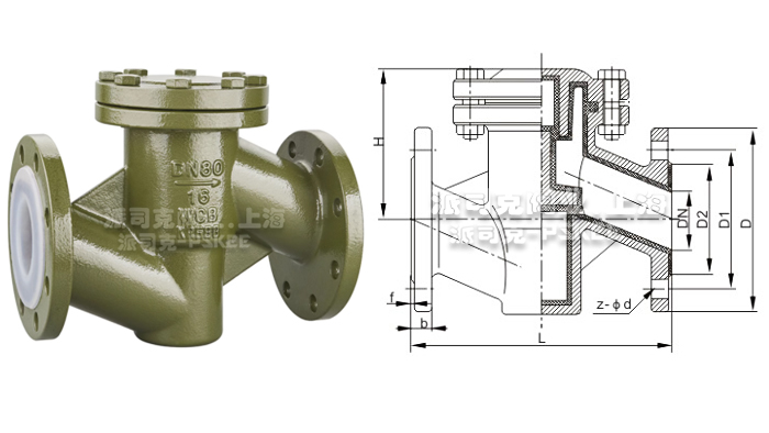 升降式衬氟止回阀结构图